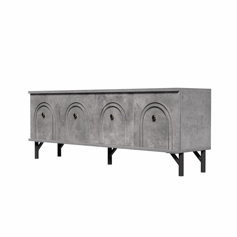 Modernes 4-türiges TV-Board In Grau, 160 Cm, Con Soft-Close-Scharnieren, Für Wohnzimmer_voghion.com