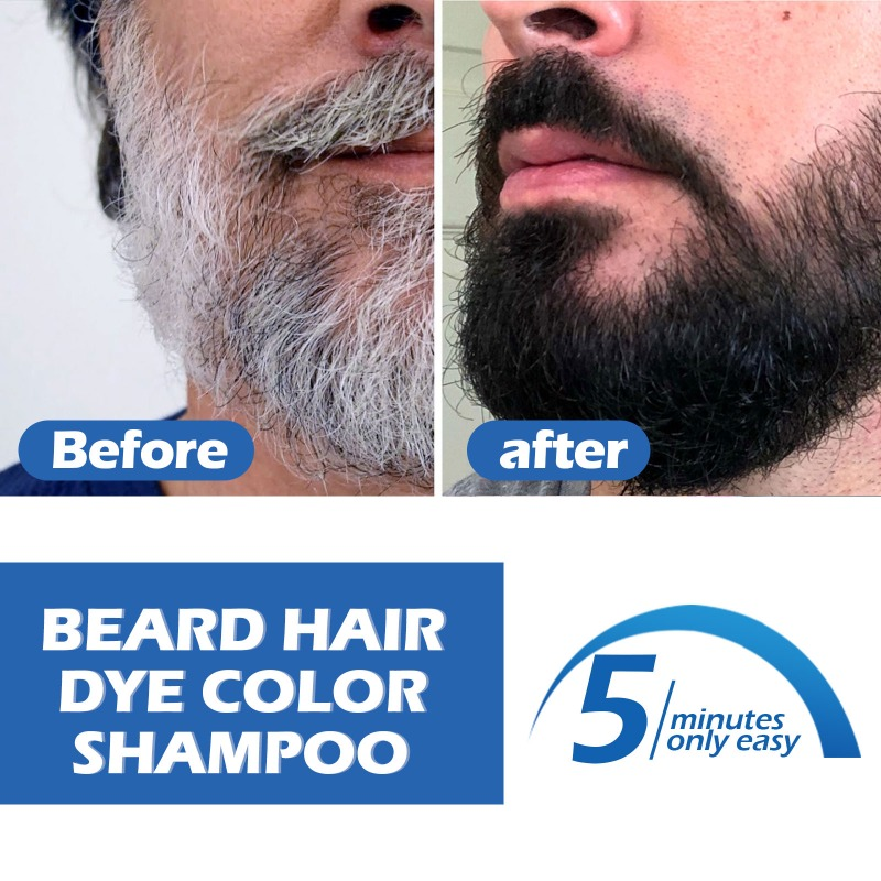 Natural Beard Dye Shampoo Permanent Repair White Grey Hair Removal Instant Mustache Dying Blacking Fast Beard Coloring For Men_voghion.com