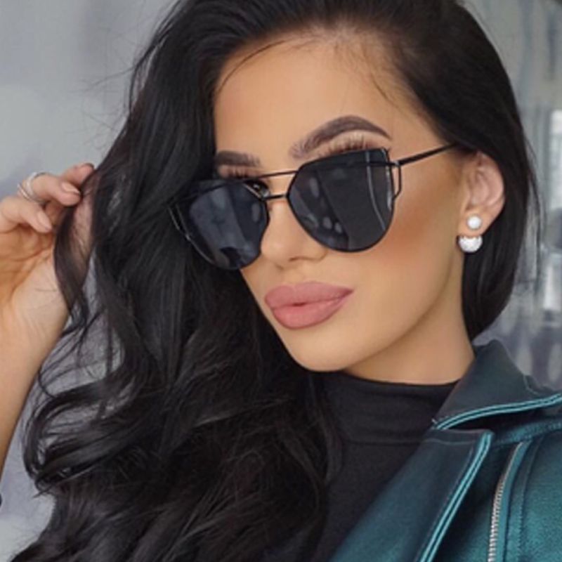 Occhiali da sole retrò sexy cat eye donne designer di marca occhiali da sole in metallo femminile nero vintage moda donna Oculos De Sol_voghion.com