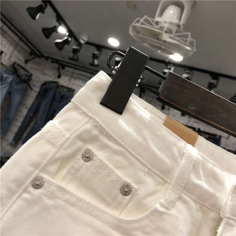 2025s Denim Shorts For Women, Summer New Korean Style, Loose Fit, Versatile, Slimming, Internet Celebrity Ripped Frayed Wide_voghion.com