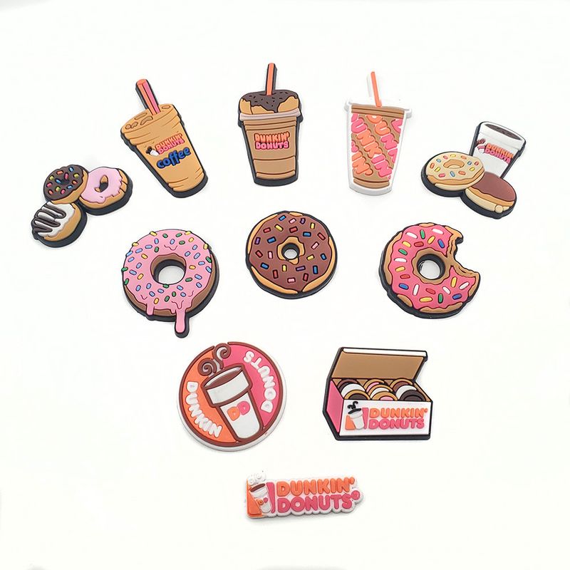 Donut Milk Tea Cute Shoe Flower Shoe Buckle Soft Glue Removable Decorative Buckle_voghion.com