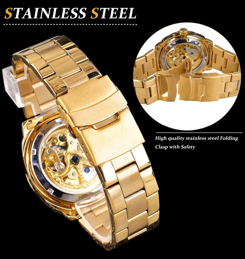Reloj mecánico automático para hombre con esqueleto, correa de acero, informal._voghion.com