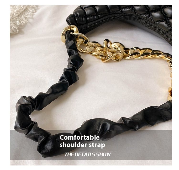 2024 New Fashionable And Minimalist Folded Handheld Underarm Chain Decoration Diamond Grid Elastic Embroidered Thread_voghion.com