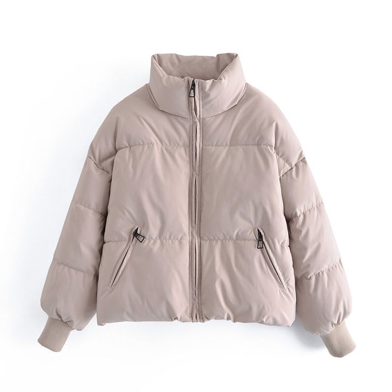 Damen-Pufferjacke für Herbst & Winter – gemütlicher, übergroßer Steppmantel mit Stehkragen, leichte, warme Oberbekleidung (Khaki, Schwarz, Beige, Camel)_voghion.com