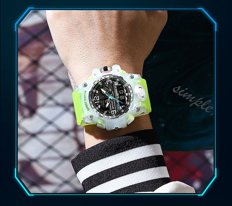 Trendy Digital Sports Watch For Men & Students - Waterproof, Multifunction, LED Backlight, Stopwatch, Alarm Waterproof Multifunctional Watch_voghion.com