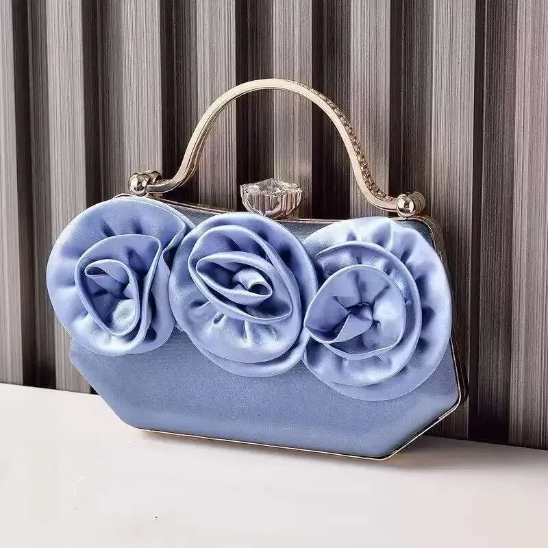 Borsa a mano da donna di alta qualità in raso con pochette floreale, stile 2025, per matrimoni, feste e banchetti._voghion.com