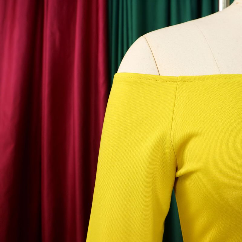 Dameskleding Nieuwe mode Een schouder Ruffle mouw Effen kleur Geplooide wijde pijpen Jumpsuit_voghion.com