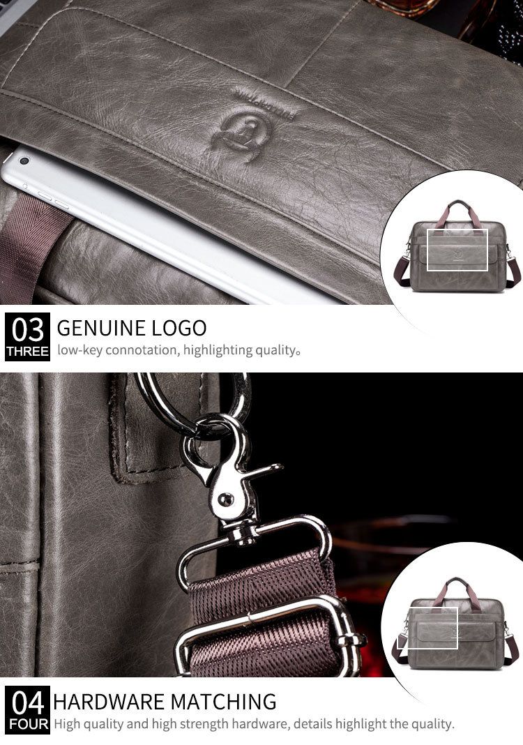Borsa da lavoro in vera pelle da uomo alla moda, in pelle bovina, con tracolla per computer portatile e primo strato di pelle bovina_voghion.com