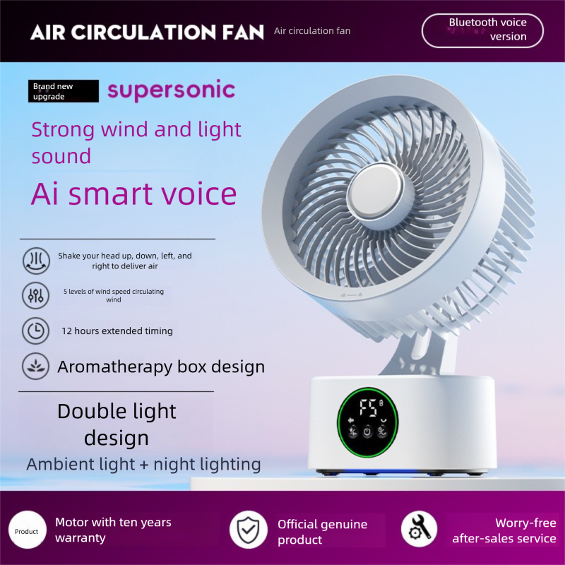 Geshikang Intelligent Voice USB Home Luchtcirculatie Timer Studentenhuis Buiten Desktop Oscillerende Ventilator_voghion.com