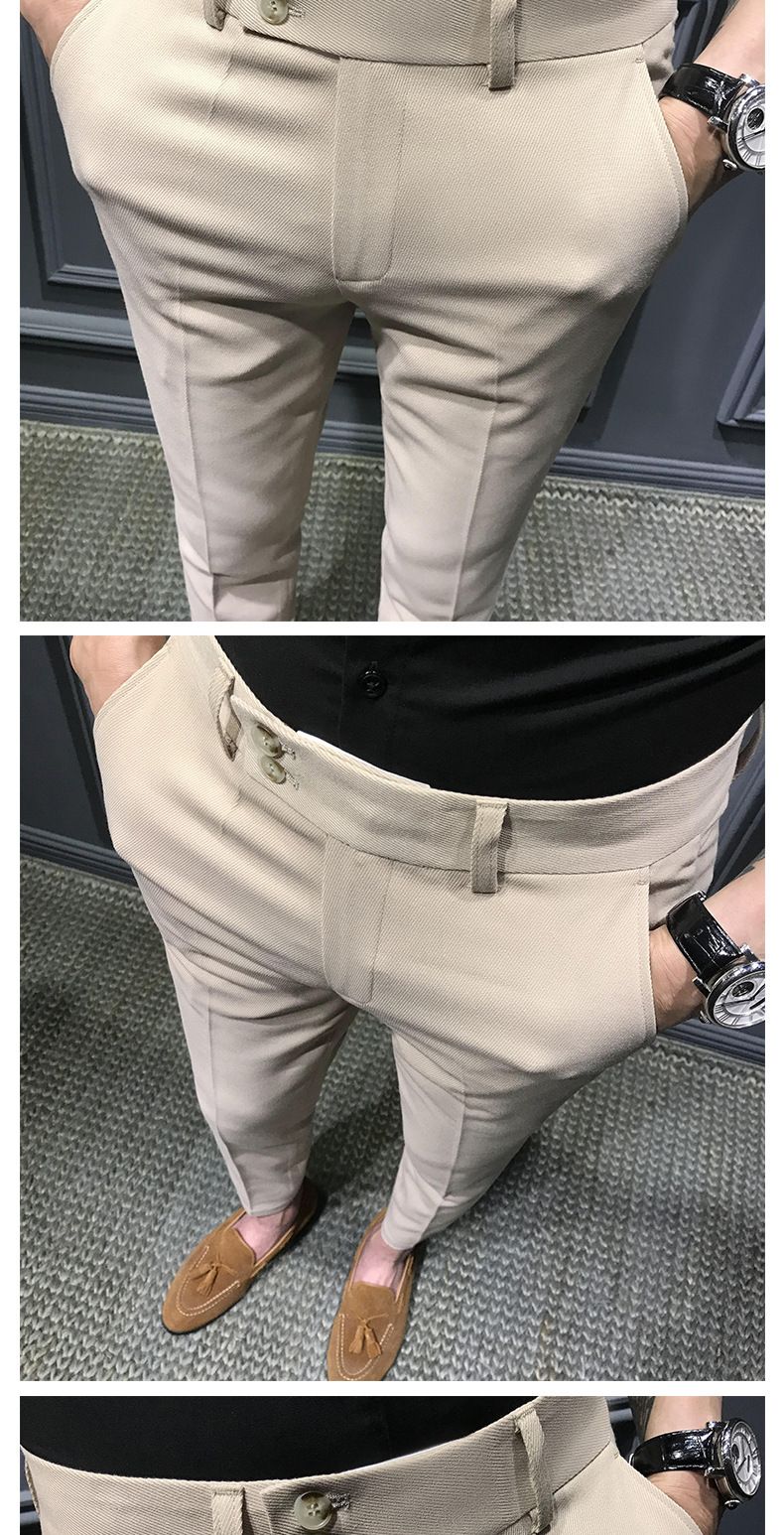 Summer For Men, Slim Fit Suit With Small Feet, Casual Trendy 9-point Pants, Thin Men's Pants_voghion.com