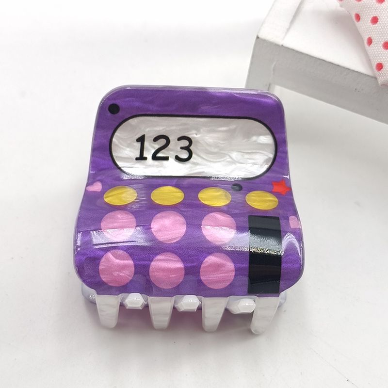 Cartoon Small Cute Acrylic Back-to-school Season Bee, Apple And Calculator Style Hairpin, Small Hair Claw_voghion.com
