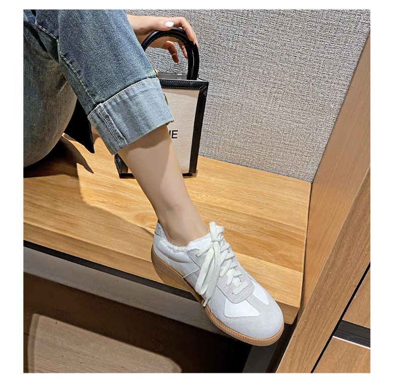 Echtes Leder Weiße Casual Deutsche Trainingsschuhe Für Frauen Low-top Sport Sneakers_voghion.com