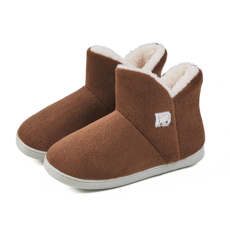 Warme winter zachte dikke zool hoge buis met pluche geheugen voor thuis postpartum schoenen, katoenen pantoffels_voghion.com