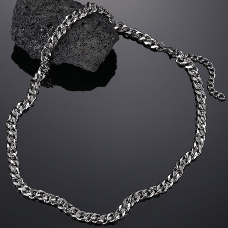 Modna męska marka all match amerykański łańcuszek na obojczyk akcesoria sweter łańcuszek tytan stal tybetański złoty kubański łańcuszek męski naszyjnik_voghion.com