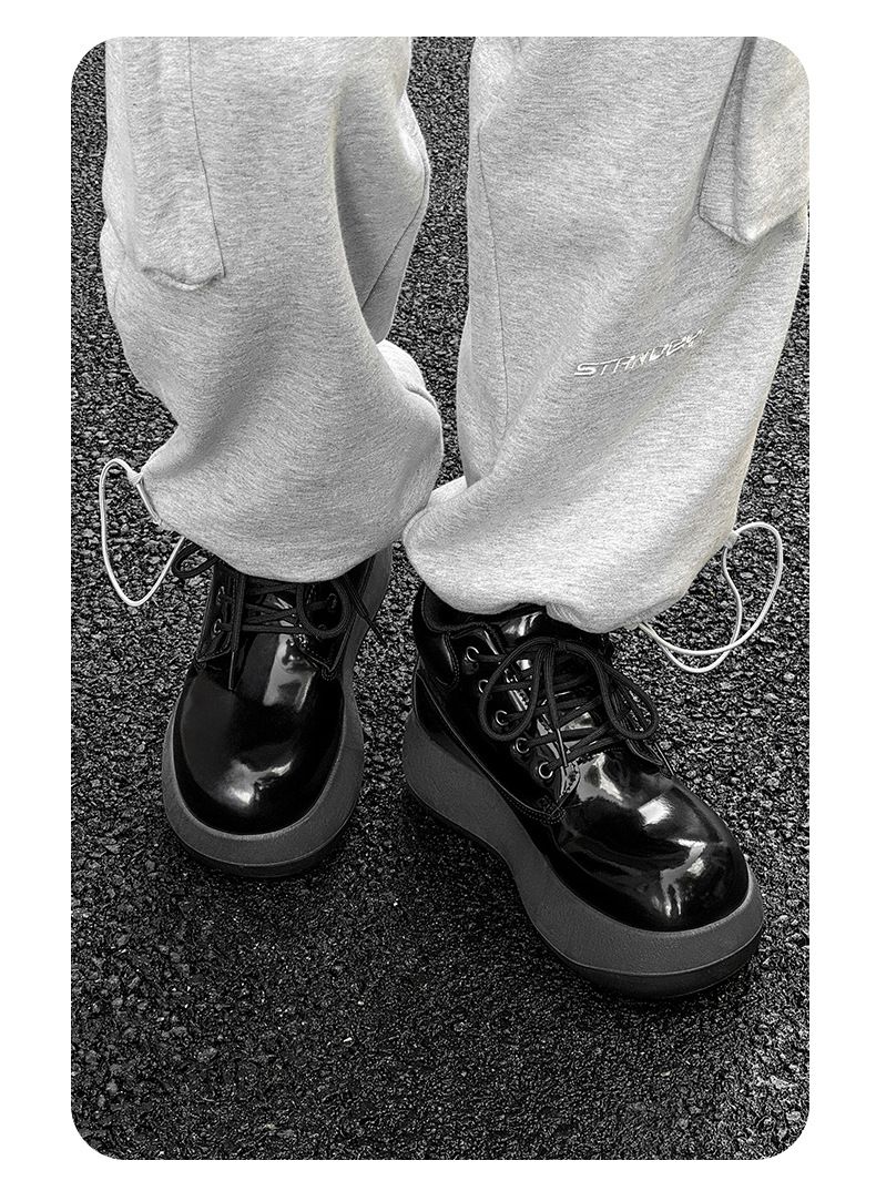Men's Chunky Derby Boots Retro Motorcycle Style High Top Martin Boots In Yellow/Black/Brown - Fashionable & Comfortable_voghion.com