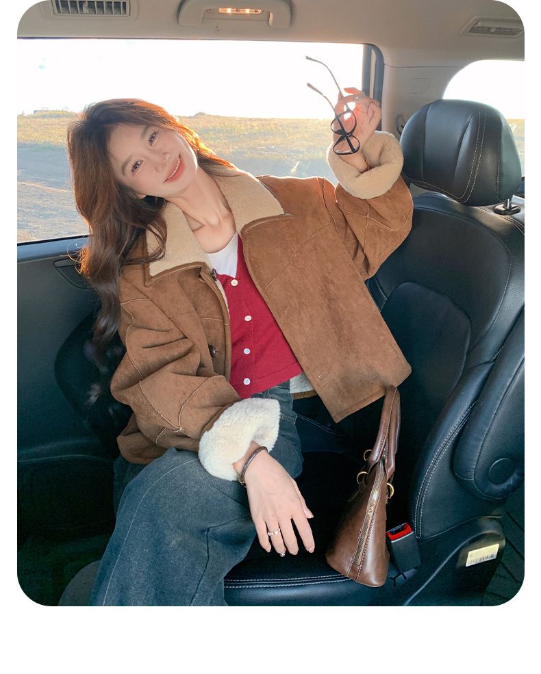 Reversible Sheepskin Coat Women, Spring And Autumn 2025 New Thickened Short Suede Jacket For Early Winter_voghion.com