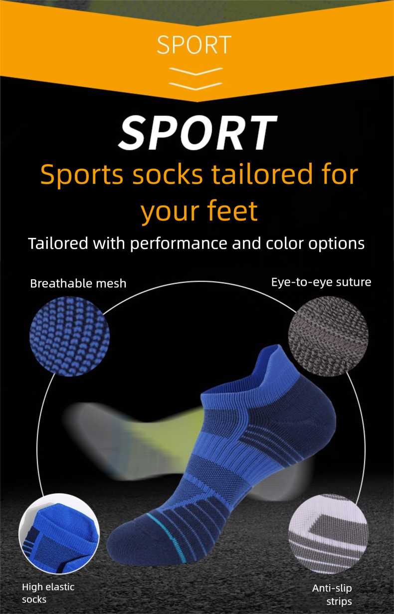 Calzini sportivi traspiranti antibatterici in spugna con fondo senza cuciture, per basket, escursionismo, ciclismo, corsa, unisex, badminton_voghion.com