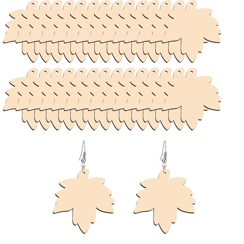Creative design primary color Clover wooden daisy earrings fashion style earrings factory foreign trade supply earrings_voghion.com