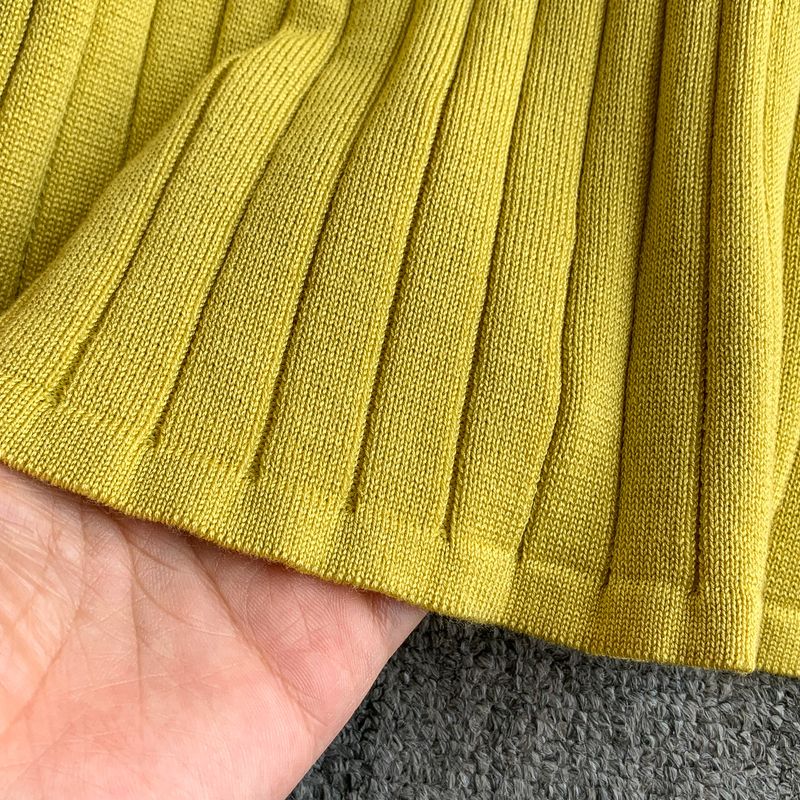 Elegant Knit Fishtail Dress – Doll Collar, Elastic Waist, Long Sleeve (Black/Brown/White/Camel/Yellow, One Size Fits Most)_voghion.com