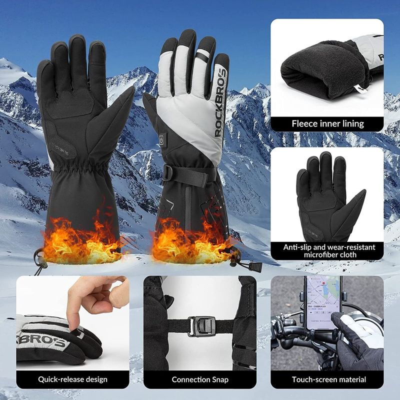 ROCKBROS Winter Beheizte Handschuhe Elektrisch Warm Touchscreen Motorrad Fahrrad_voghion.com