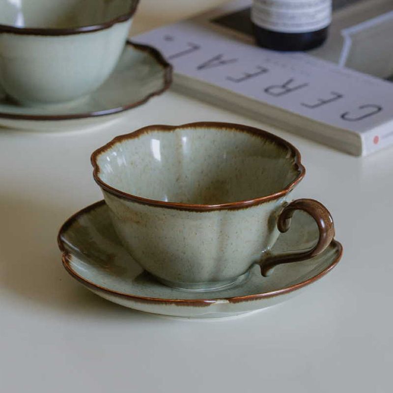 Kiln Change Underglaze Ceramic Coffee French Minimalist Latte Art Afternoon Tea Cup And Saucer Set_voghion.com