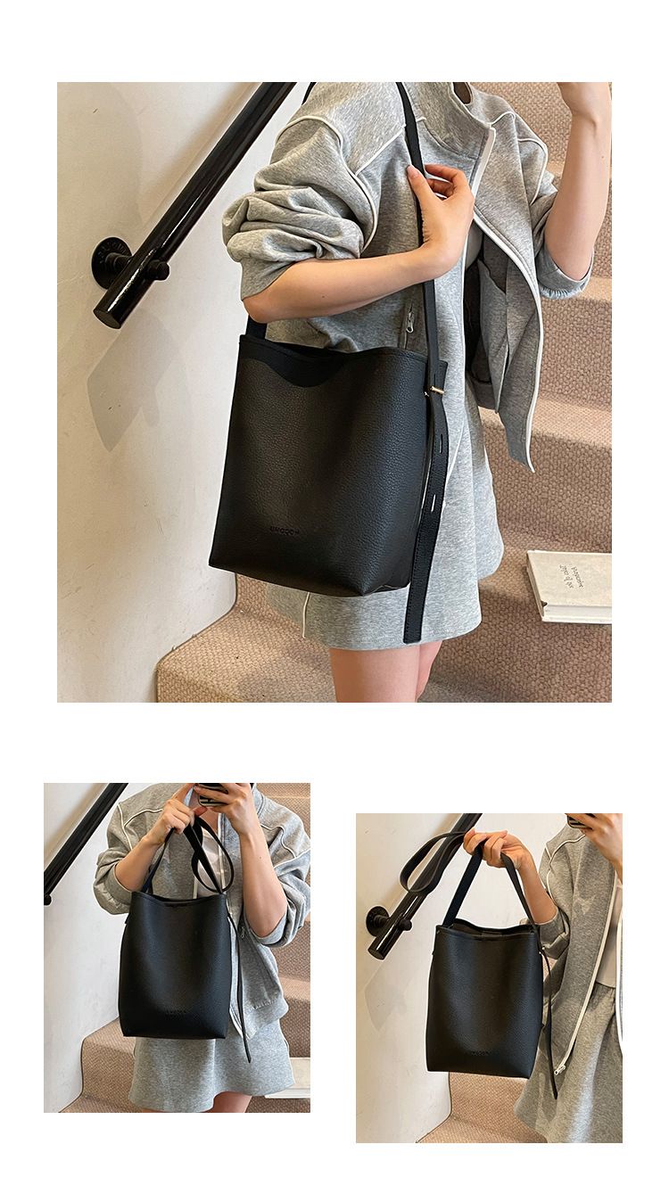 Women's Bucket Bag Women's Bag Crossbody Bag Design Child Mother Bucket Bag Lychee Grain Material Soft Tote Bag_voghion.com