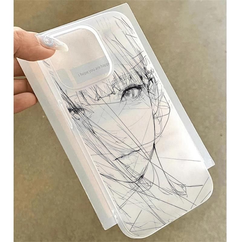 Art Sketch Girl Compatible With Max Phone Case 16 Pro/15/14 Pro Matte 13/X Simple_voghion.com