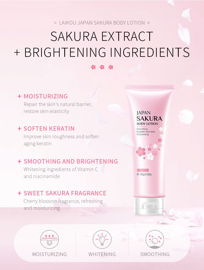 LAIKOU Sakura Body Lotion 120 g Feuchtigkeitsspendende und hydratisierende Körperlotion_voghion.com