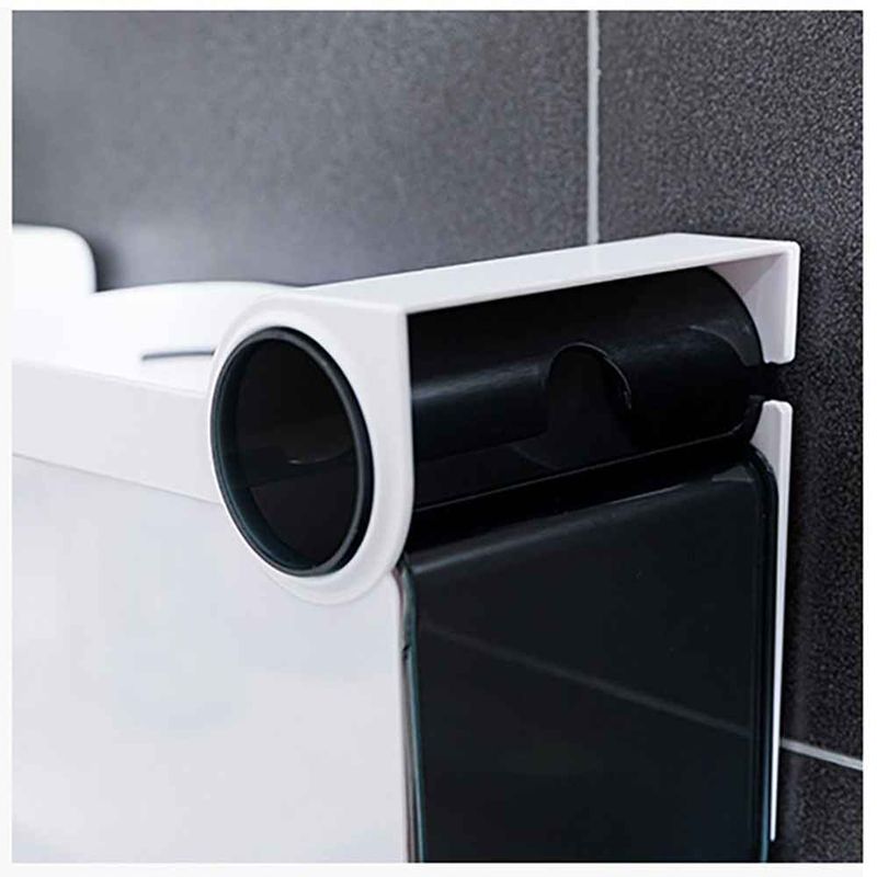 Wandmontierter Toilettenpapierhalter mit integriertem Müllbeutelfach und Rollenspender (ohne Stanzen)_voghion.com