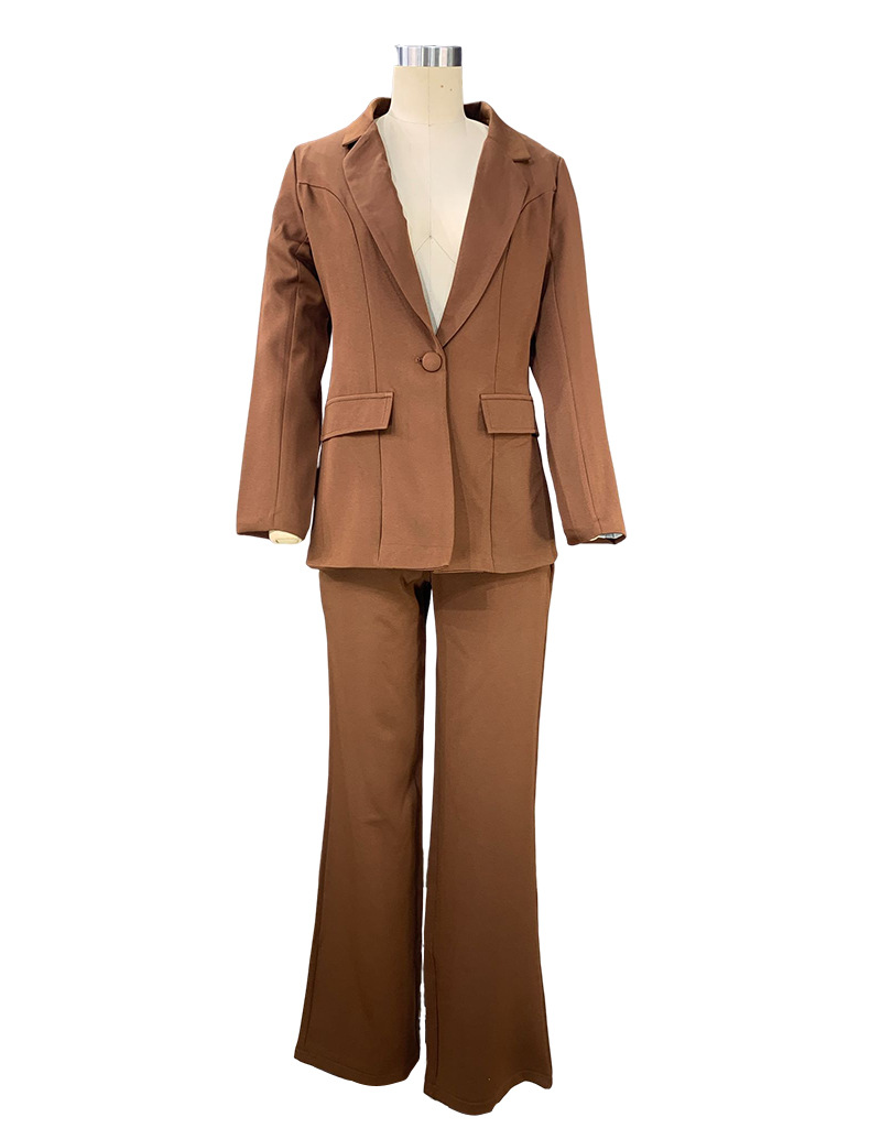 Tailleur pantalone dritto da donna alla moda a maniche lunghe_voghion.com