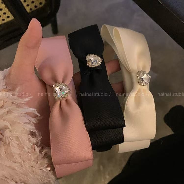 Cravatta a farfalla con strass da donna, stile francese, accessori per capelli coreani Dongdaemun, nuovi, dolci e versatili_voghion.com