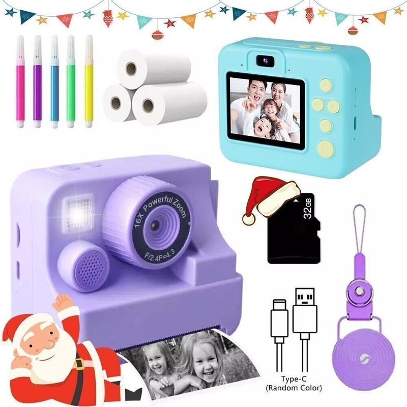 Kids Camera Video Recorder 1080P LCD Mini Toy Digital Children Cam Instant Print_voghion.com