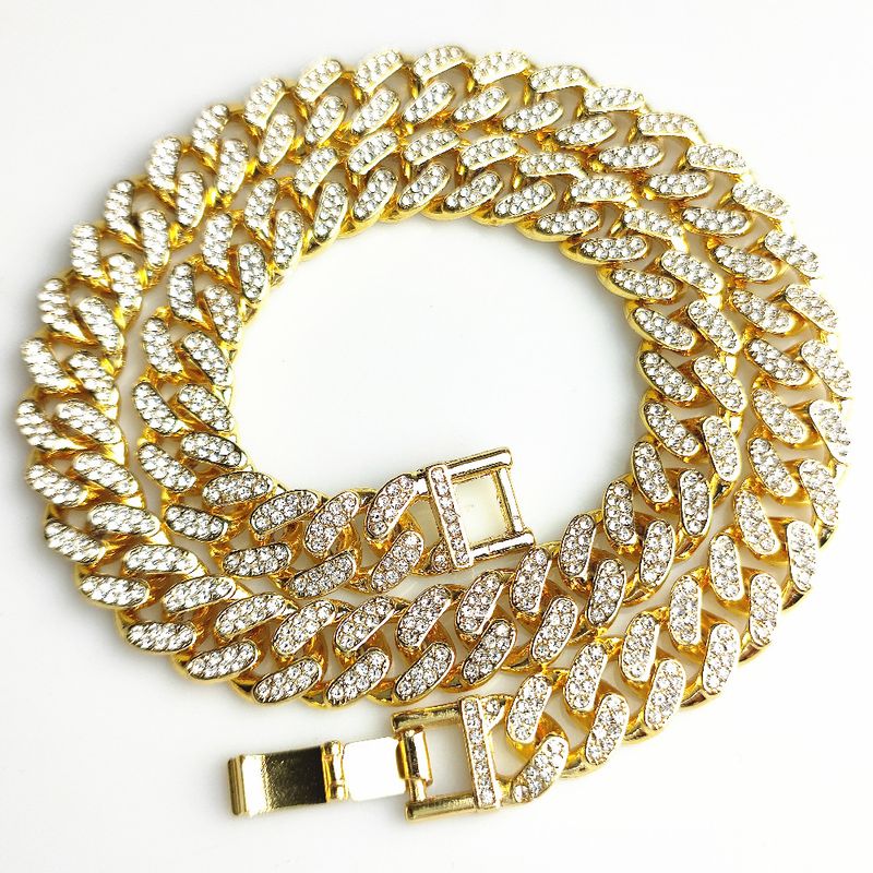 Hip Hop Dominant 12,5 mm Full Diamond Big Cuban Collana Catena Oro Vendita Speciale_voghion.com