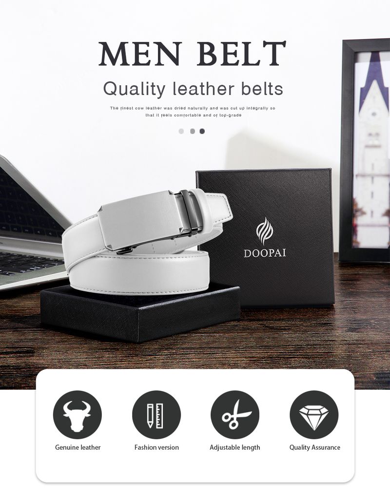 HOT Metal Automatic Buckle High Quality Leather Belts for Men Famous Brand Work Business Strap_voghion.com