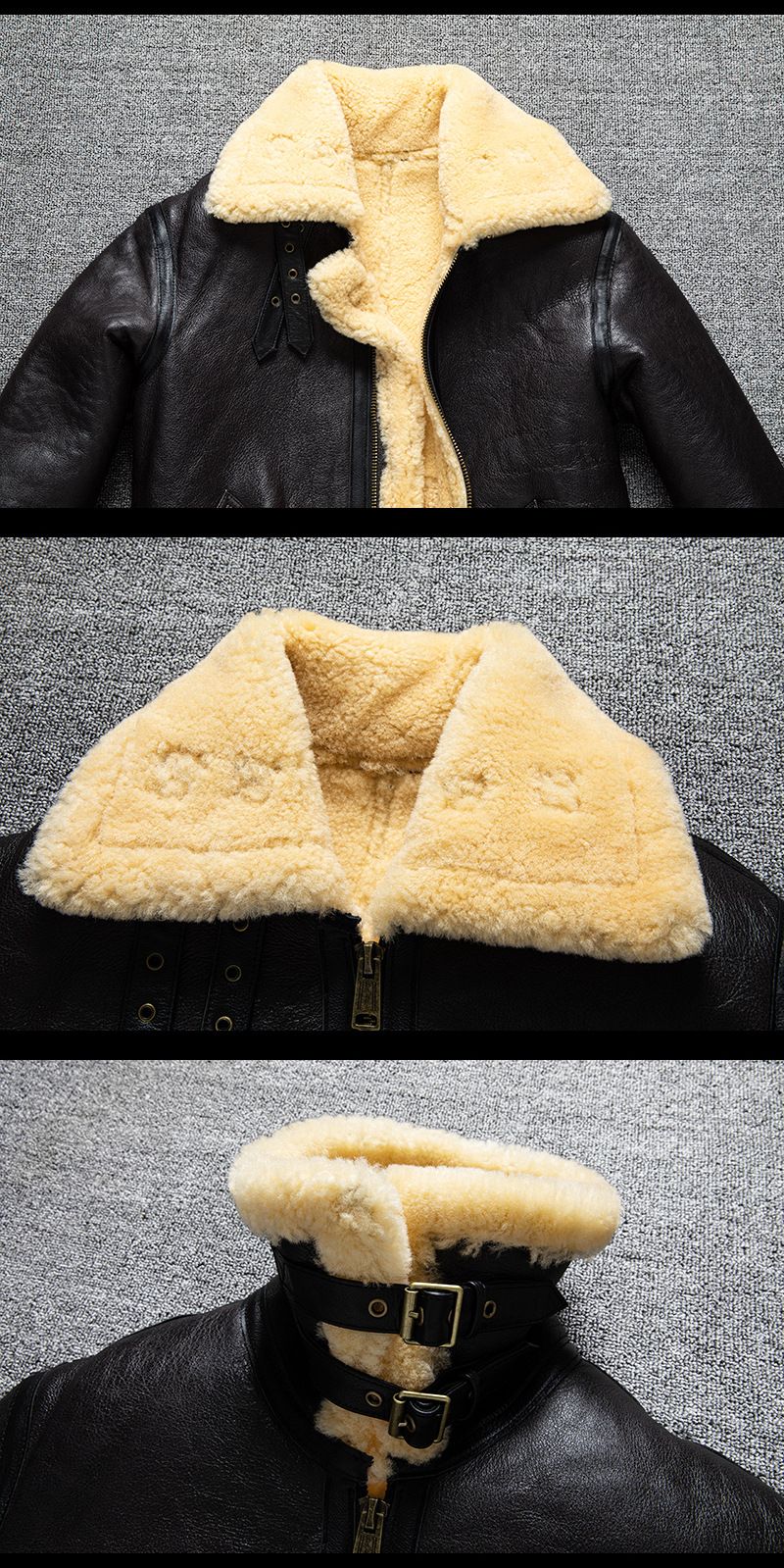 "Genuine Sheepskin Leather Jacket For Men – B3 Bomber Style Winter Coat With Fur Lining, Heavy-Duty Tuscan-Inspired Outerwear"_voghion.com