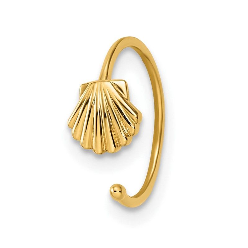 14k 20 Gauge Scallop Shell Nose Ring / Ear Cuff_voghion.com