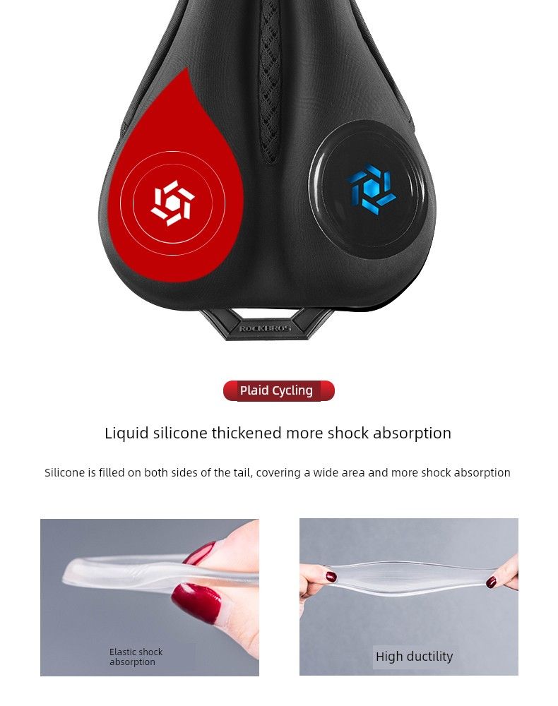 Rockbros Cykelkudde Mountainbikeöverdrag Rutigt Memory Foam Silikon Sadel Sleeve Mjuk Utrustning_voghion.com