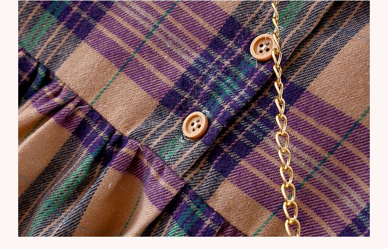 2810 gonna per bambini versione coreana alla moda grande colletto per bambola con bocca chiusa manica lunga plaid orso_voghion.com