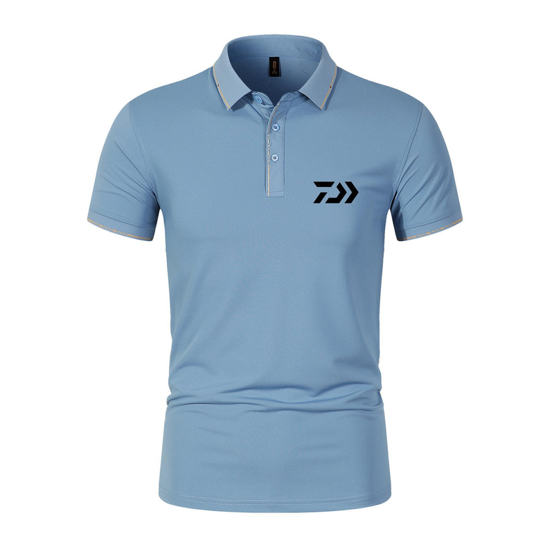 Polo shirt herre kortærmet revers top 2023 nyt trendy mærke ensfarvet enkel og slim fit is silke print T-shirt_voghion.com