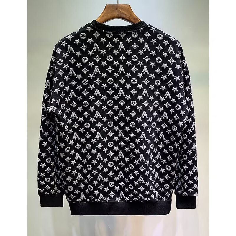 Men's Clothing Autumn And Winter Jacquard Sweatshirt Men's Spring And Autumn Korean Version Of The New Round Neck Loose Top Chic Hong Kong Style Trend_voghion.com