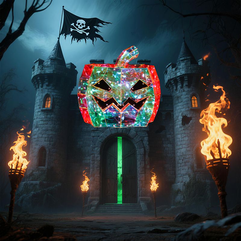 Iridescent Glowing Square Pumpkin Ornament LED Colorful Light Halloween Ghost Festival Easter Creative Gift_voghion.com