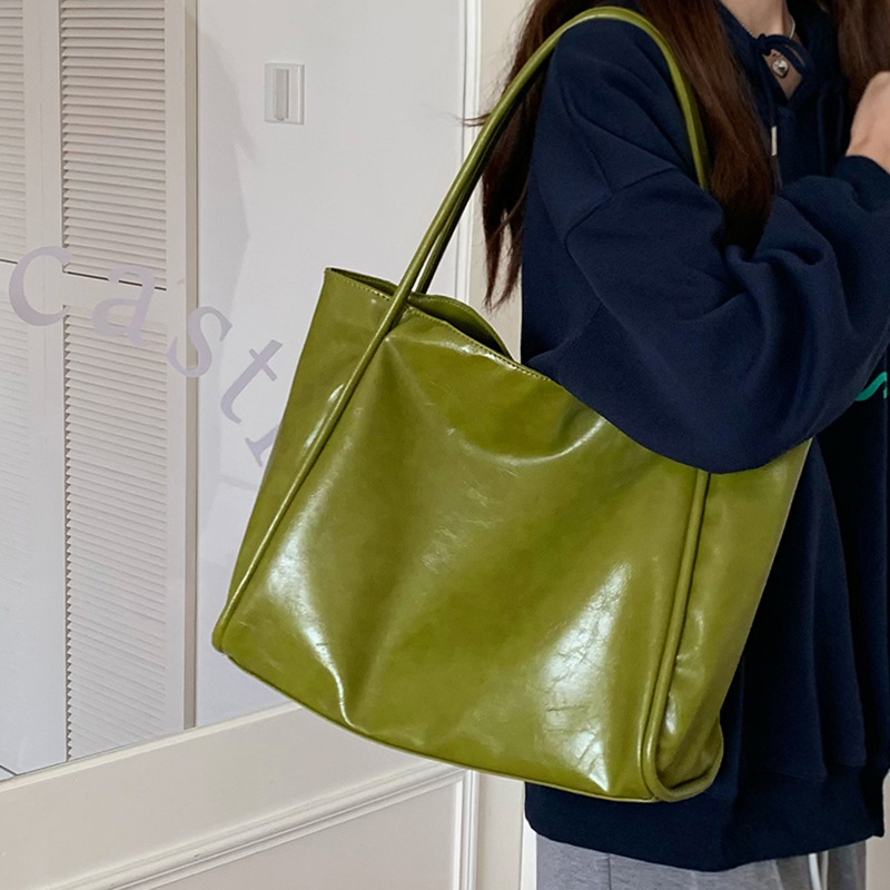 Neue große Umhängetasche im koreanischen Stil, einfaches Design, große Kapazität, für Mädchen und Frauen, lässige Einkaufstasche unter dem Arm_voghion.com