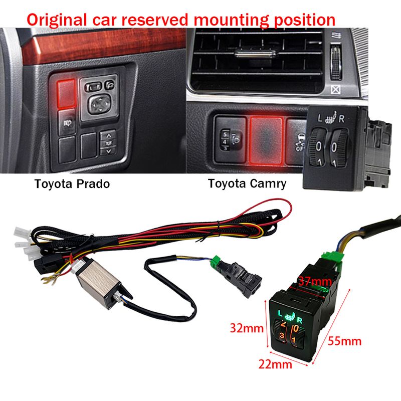 12-V-Autositzheizungsset für 2 Sitze für Toyota Camry Carola mit 25-W-Heizkissen aus Legierungsdraht und dedizierter Doppelsteuerung_voghion.com