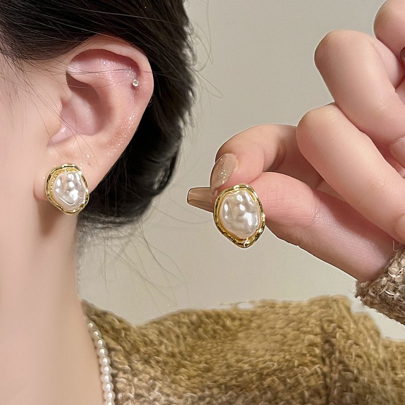Gümüş İğne Küpeler Tatlı Su İncisi Çiçek Küpeler Moda Yüksek Duygu Küpeler Hafif Lüks Zarif Küpeler Kadın_voghion.com
