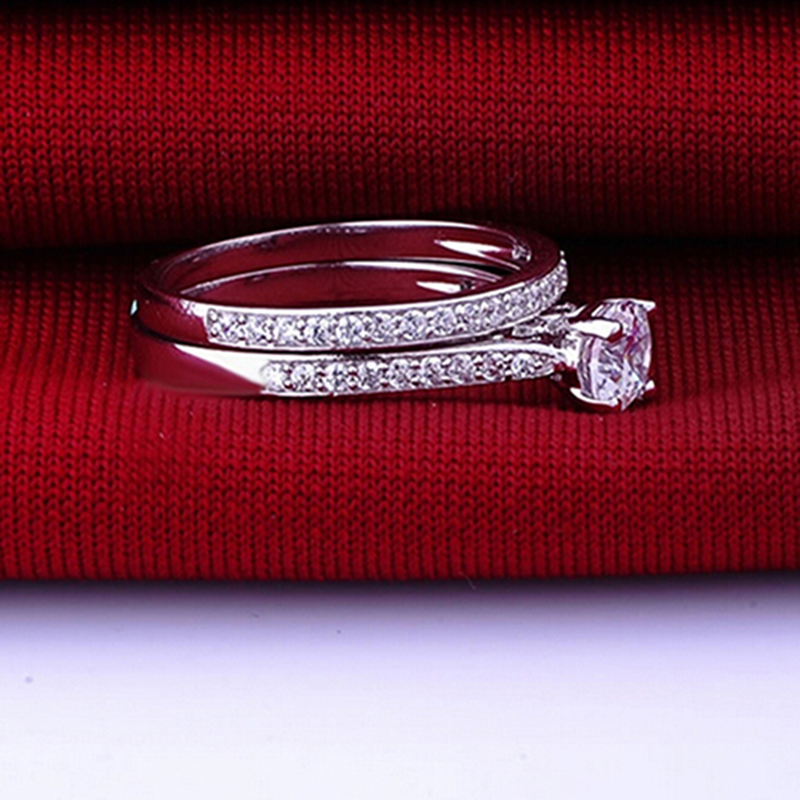Yamaler 2 Stéck/Set Glänzend Kubikzirkonia Vergoldete Sier Romantesch Koppel Fangerring fir Hochzäit_voghion.com