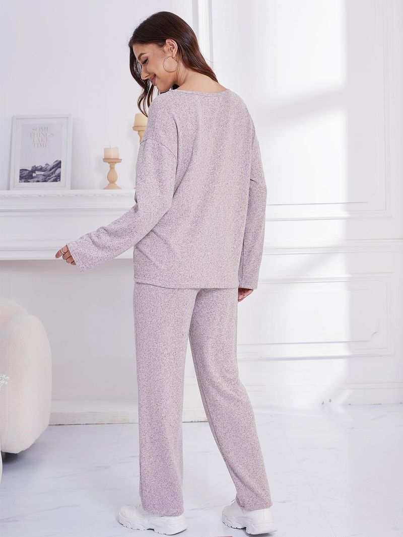 Pyjamas für Damen Herbst und Winter Lockere lässige Sport-Zweiteiler-Set Home Kleidung_voghion.com
