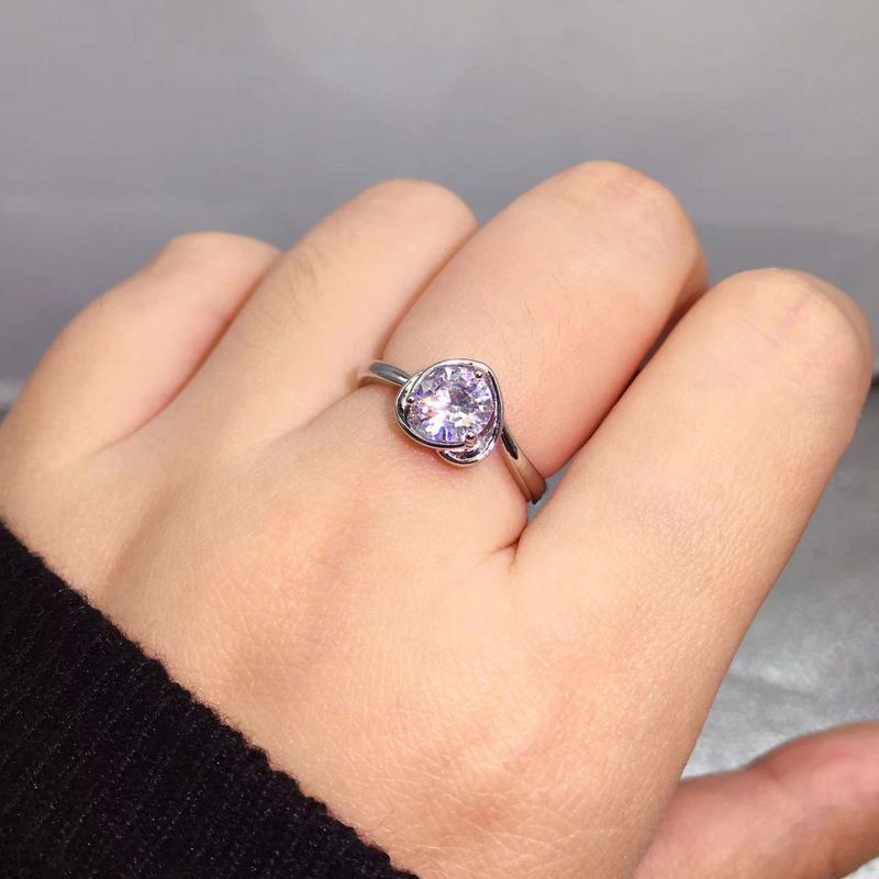 Anello da sposa con moissanite placcato argento e zircone aperto da donna_voghion.com
