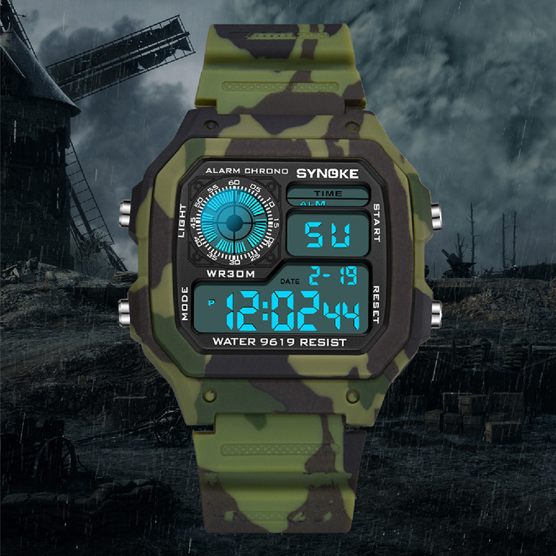 Vietam Market Camouflage Multifuctioal Fashio Square Studet Electroic Watch Colorful Lumious Waterproof Sports_voghion.com
