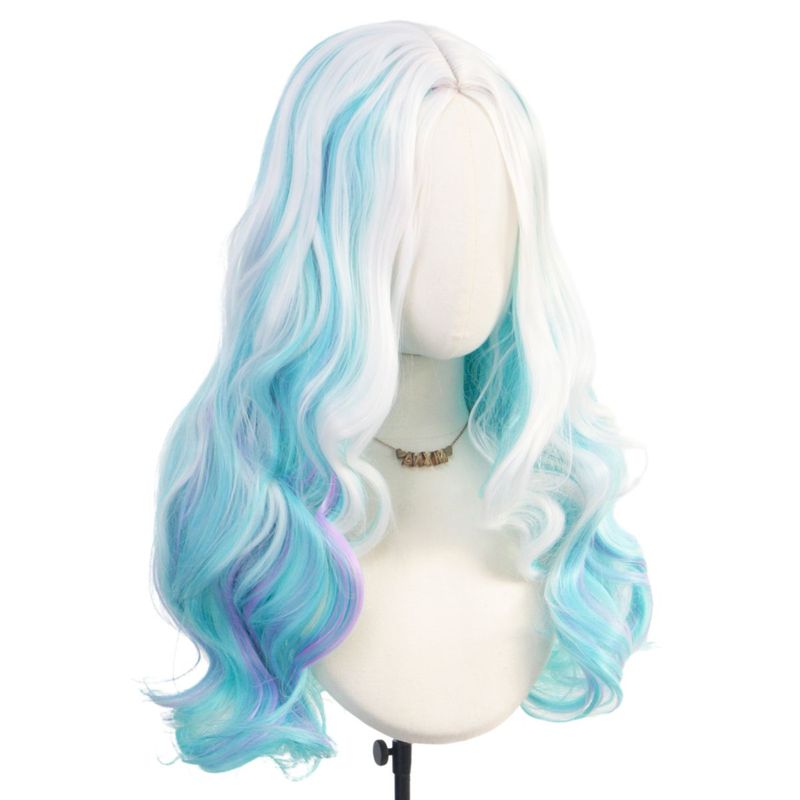 Parrucca sintetica per feste di cosplay Anxin Women Long Wave Mixed Color Ombre per uso quotidiano o per feste_voghion.com