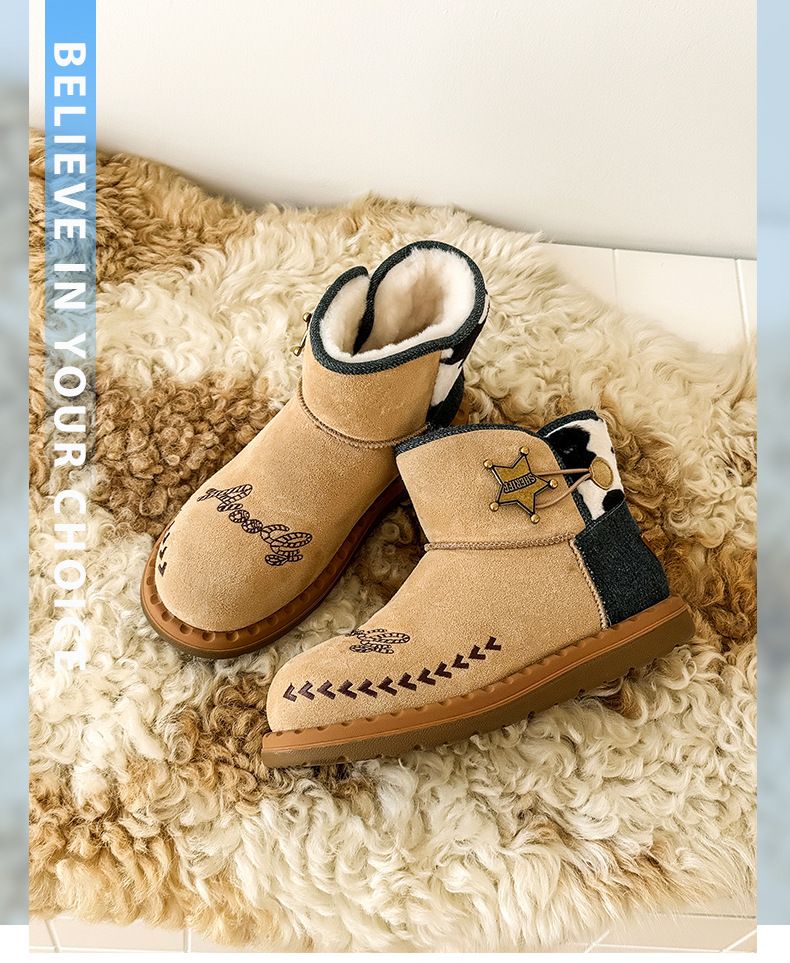 Couple Short Boots Fleece Thickened Warm Snow Boots Wind Martin Boots_voghion.com